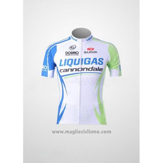 2011 Abbigliamento Ciclismo Liquigas Cannondale Bianco e Verde Manica Corta e Salopette